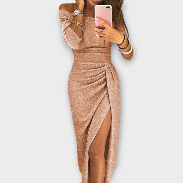 Eva | Off-Shoulder Dress with Pleated Detail