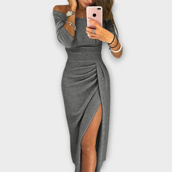 Eva | Off-Shoulder Dress with Pleated Detail