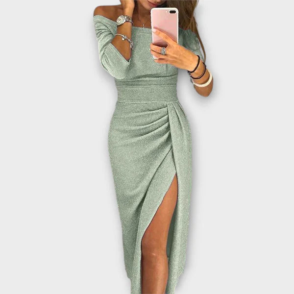 Eva | Off-Shoulder Dress with Pleated Detail
