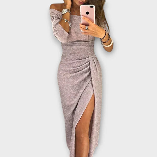 Eva | Off-Shoulder Dress with Pleated Detail