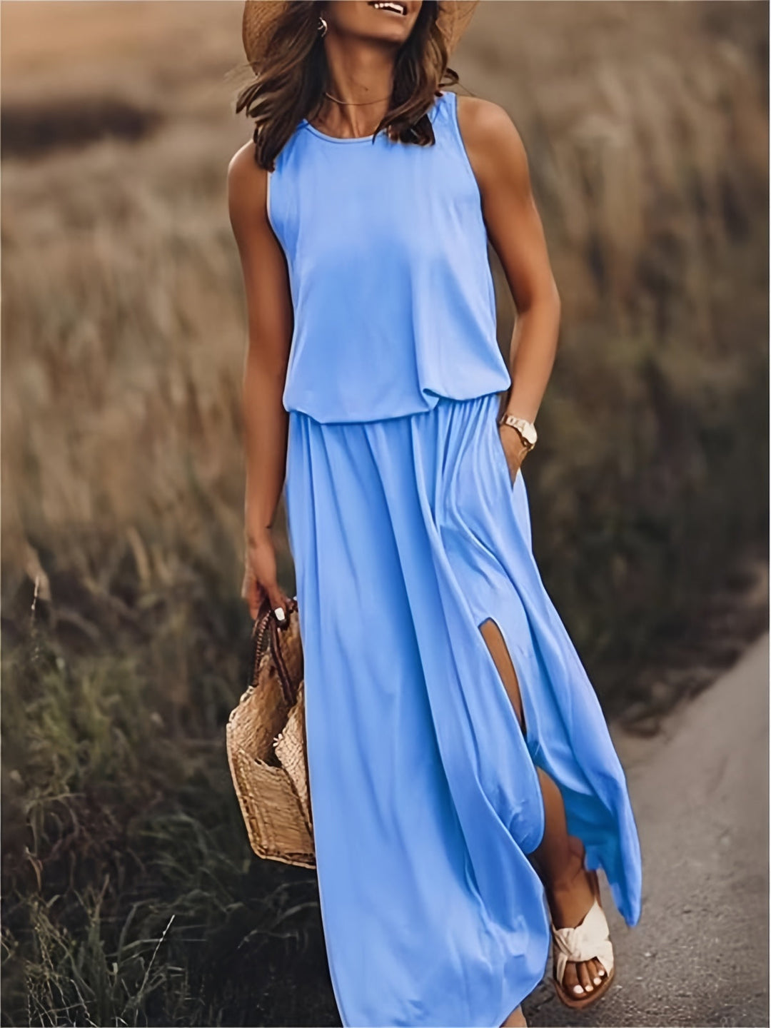 Giulia | Elegant Side Split Sleeveless Dress