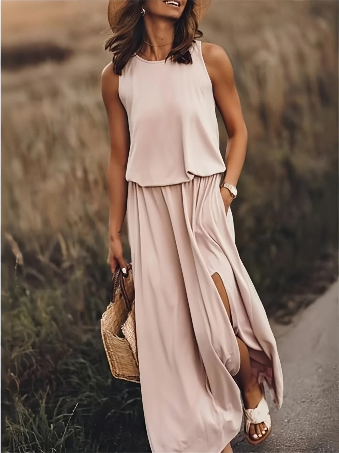 Giulia | Elegant Side Split Sleeveless Dress