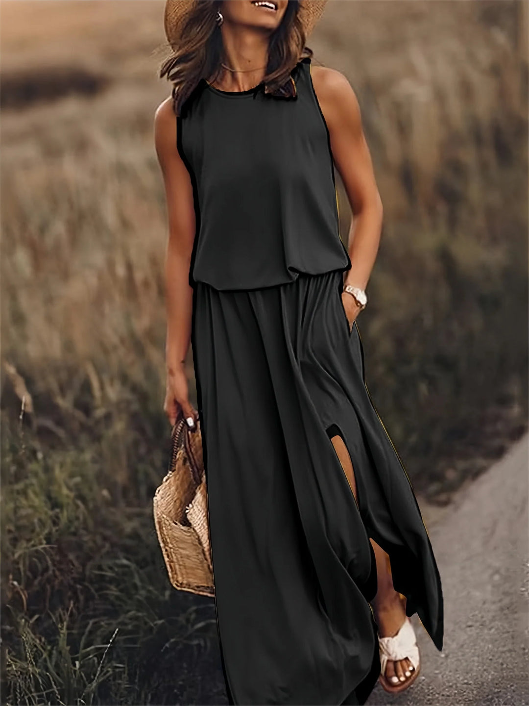 Giulia | Elegant Side Split Sleeveless Dress