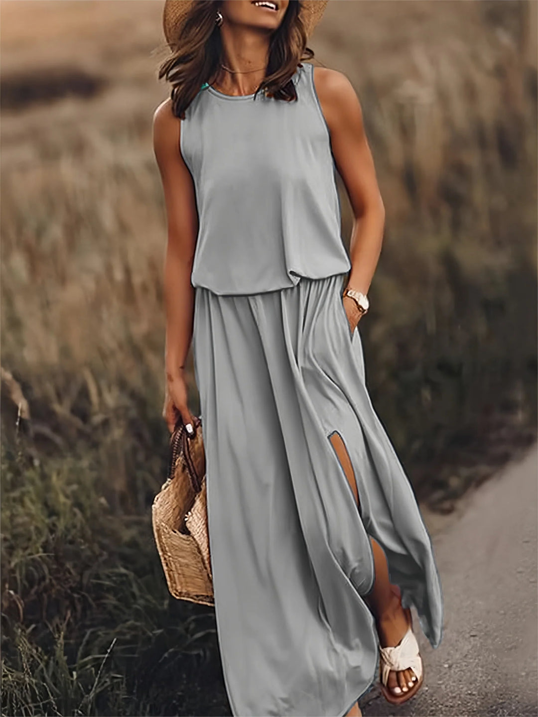 Giulia | Elegant Side Split Sleeveless Dress