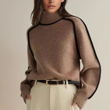 Lucia™ | Loose Fit Turtleneck Striped Sweater