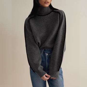 Lucia™ | Loose Fit Turtleneck Striped Sweater