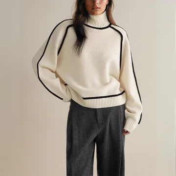 Lucia™ | Loose Fit Turtleneck Striped Sweater