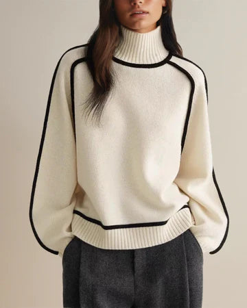 Lucia™ | Loose Fit Turtleneck Striped Sweater