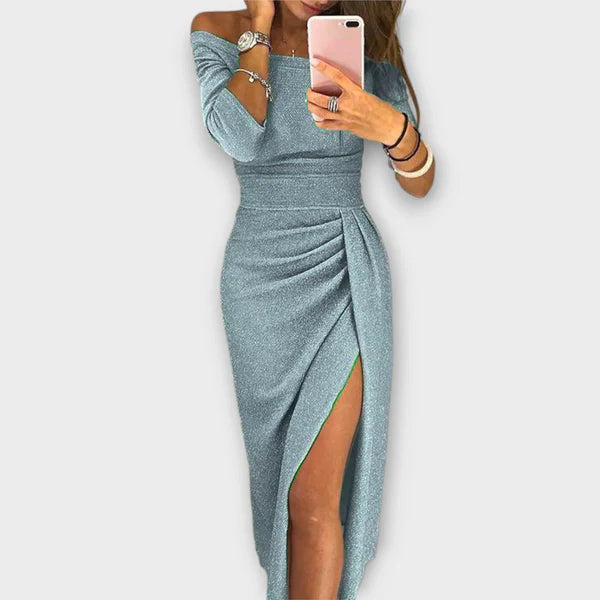 Eva | Off-Shoulder Dress with Pleated Detail