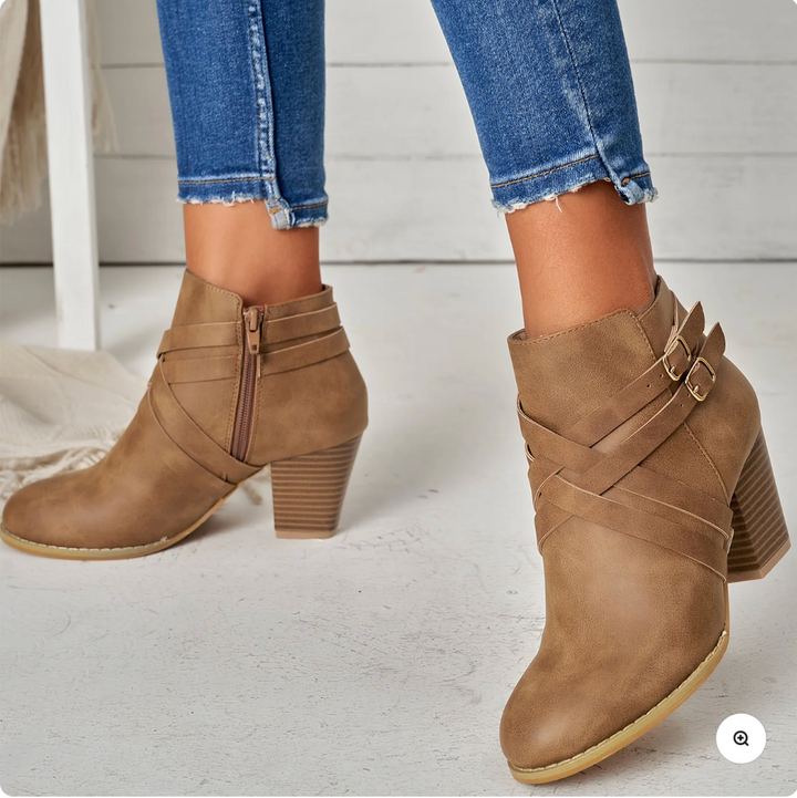 Carlotta | Elegant Crossover Ankle Boots