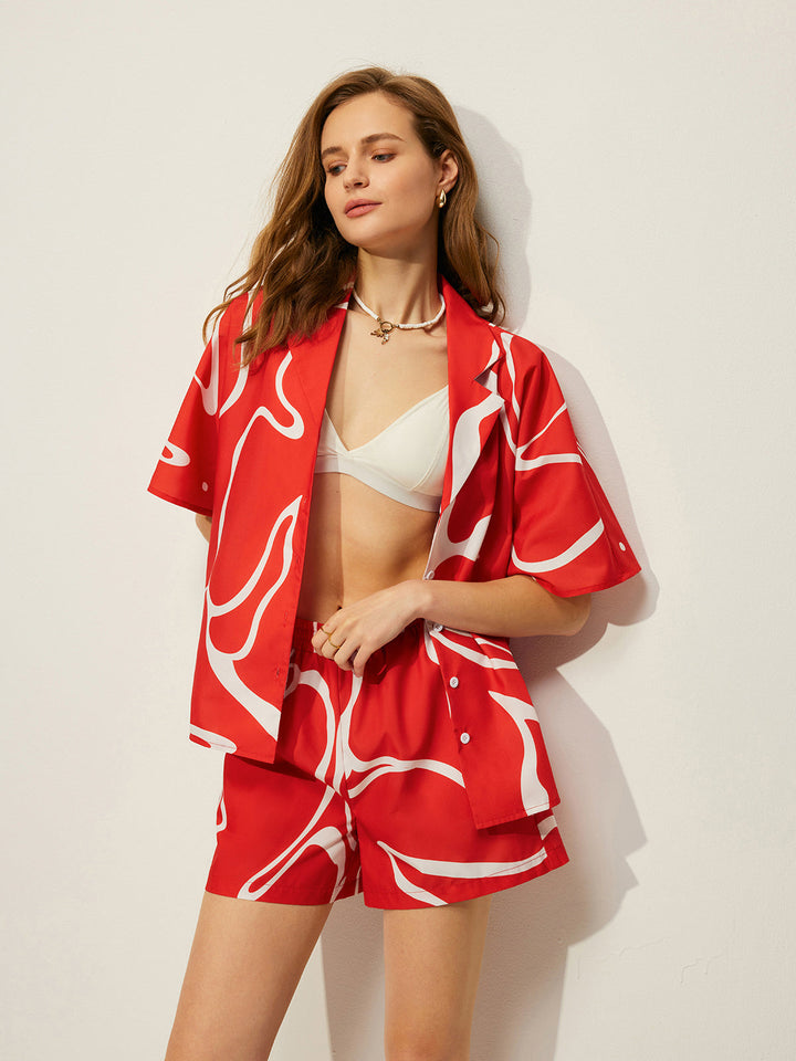 Paola | Abstract Print Shirt with Shorts Set