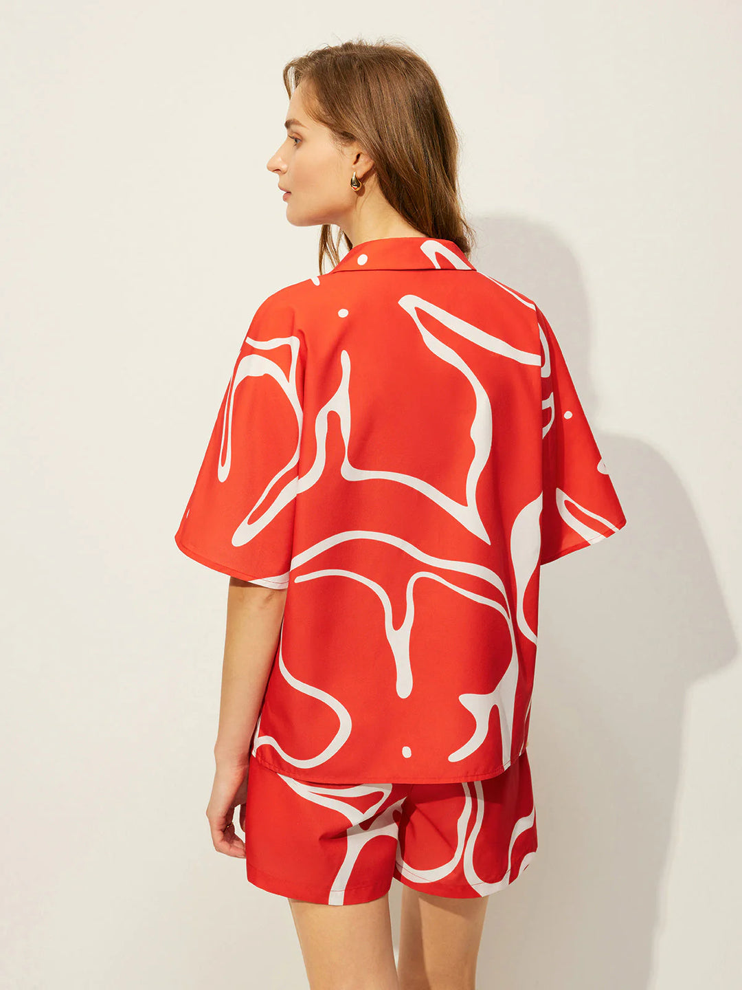 Paola | Abstract Print Shirt with Shorts Set