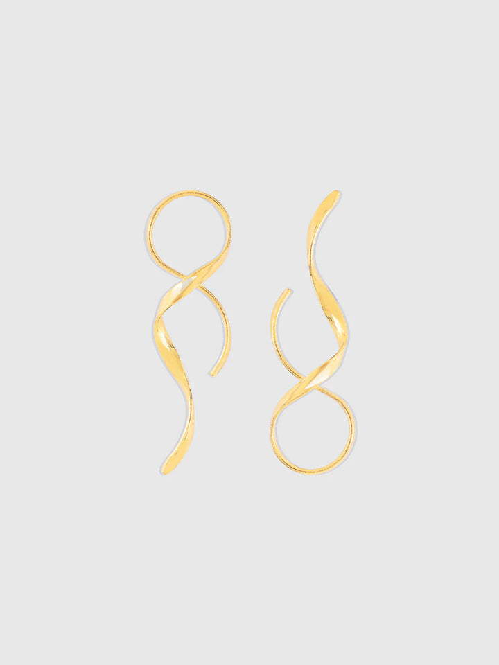 Marina | Golden Twisted Drop Earrings