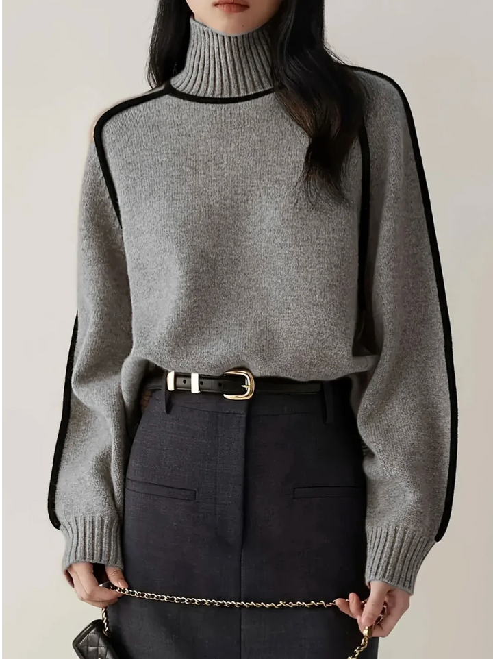 Lucia™ | Loose Fit Turtleneck Striped Sweater