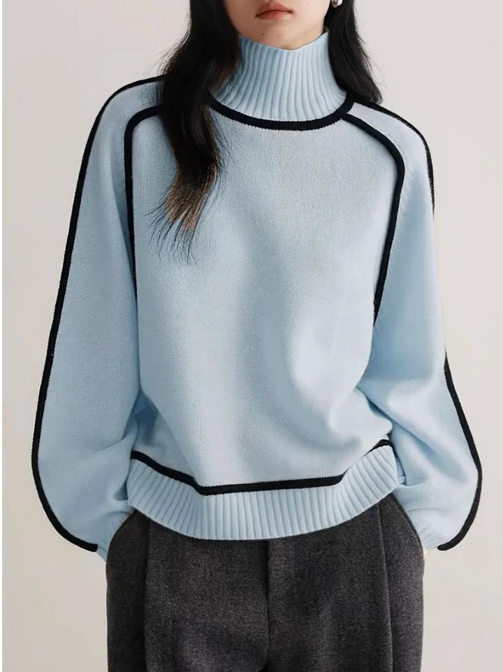Lucia™ | Loose Fit Turtleneck Striped Sweater