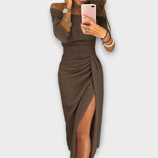 Eva | Off-Shoulder Dress with Pleated Detail
