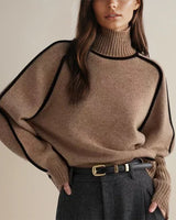 Lucia™ | Loose Fit Turtleneck Striped Sweater