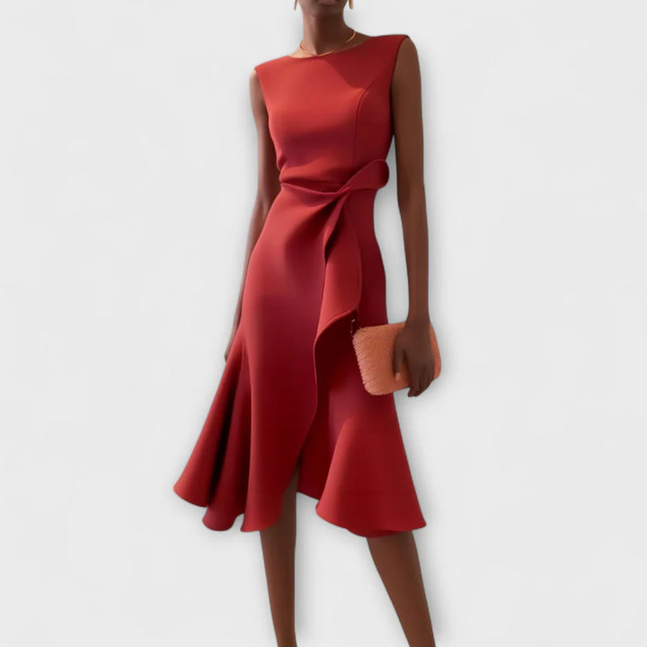 Sonia | Draped Asymmetric Midi Dress