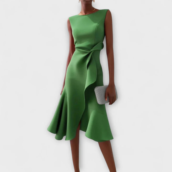 Sonia | Draped Asymmetric Midi Dress