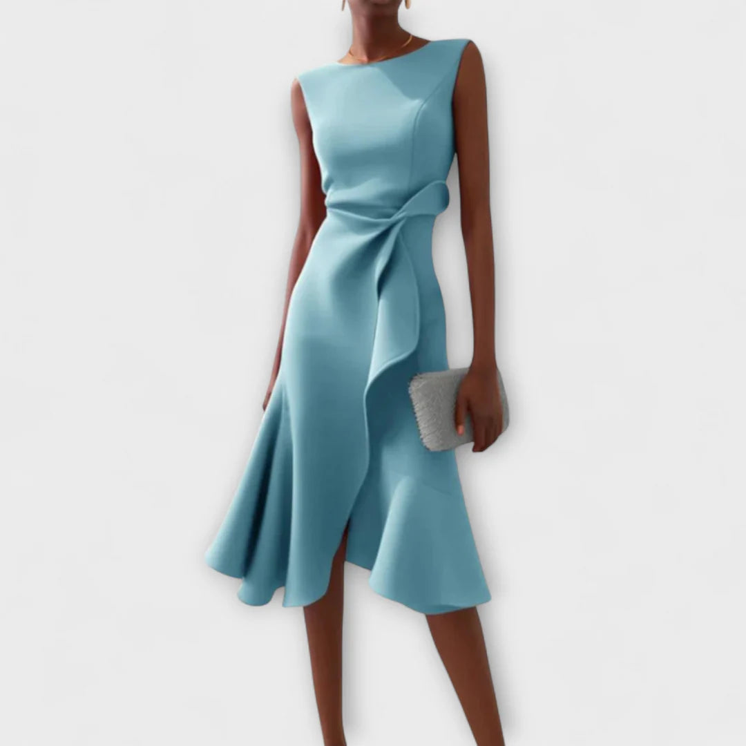 Sonia | Draped Asymmetric Midi Dress