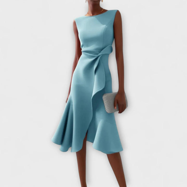 Sonia | Draped Asymmetric Midi Dress