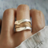 Livia™ | Silver Gold Thread Ring