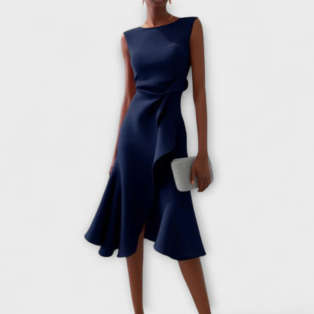 Sonia | Draped Asymmetric Midi Dress