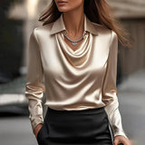 Cristiana™ | Shiny Blouse with Pleated Neck