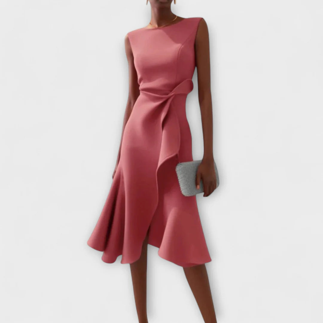 Sonia | Draped Asymmetric Midi Dress