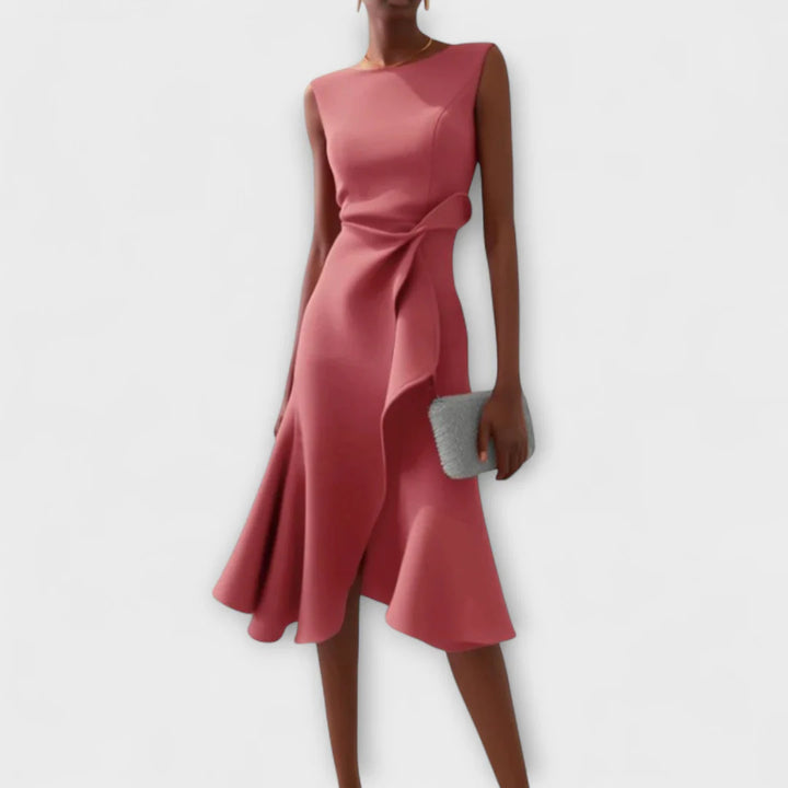 Sonia | Draped Asymmetric Midi Dress