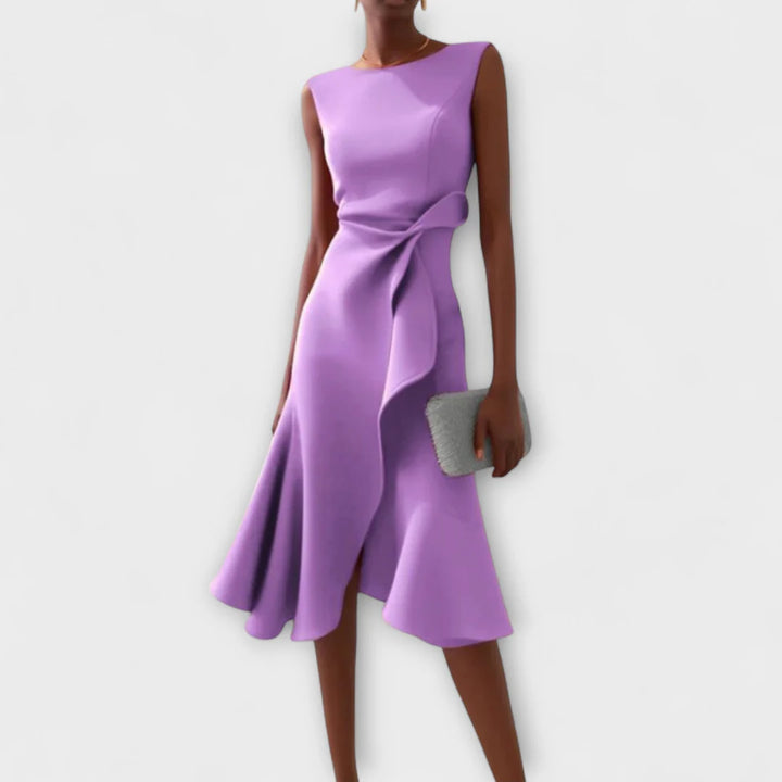 Sonia | Draped Asymmetric Midi Dress