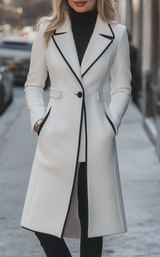 Rosabella™ | Contrast Trimmed White Coat