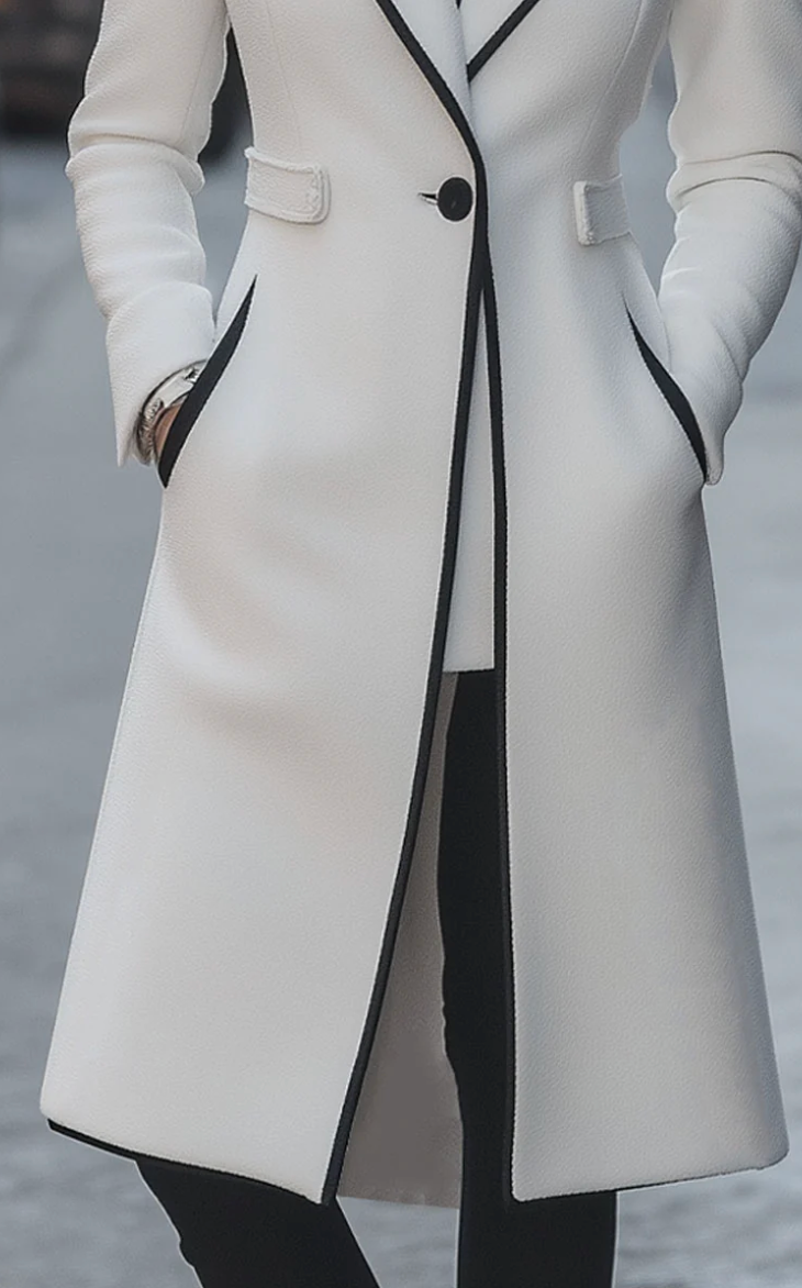 Rosabella™ | Contrast Trimmed White Coat