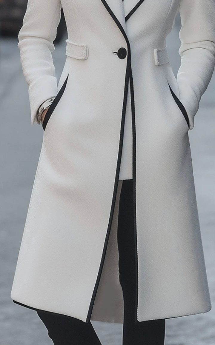 Rosabella™ | Contrast Trimmed White Coat