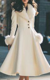 Eloria™ | Flared Coat with Faux Fur