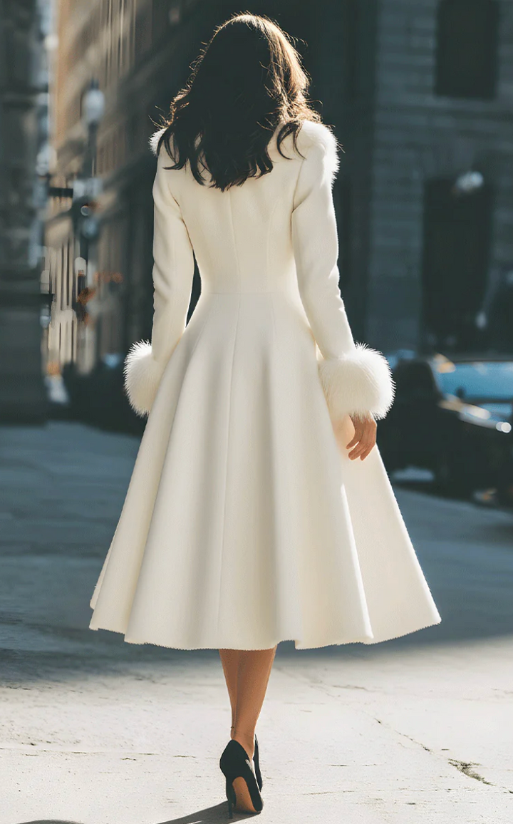 Eloria™ | Flared Coat with Faux Fur