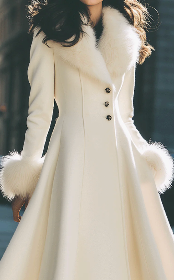 Eloria™ | Flared Coat with Faux Fur