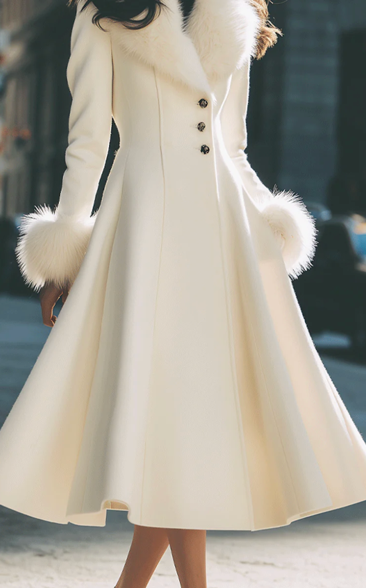 Eloria™ | Flared Coat with Faux Fur